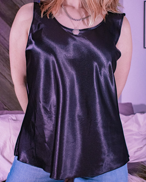 Black satin top