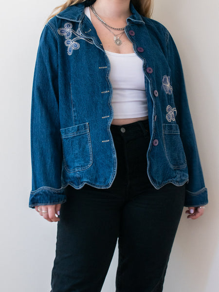 Flower denim jacket