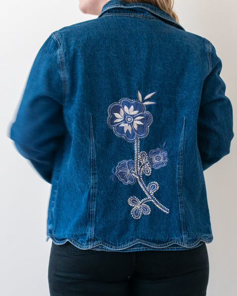 Flower denim jacket