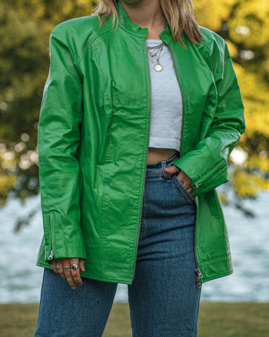 Green leather jacket