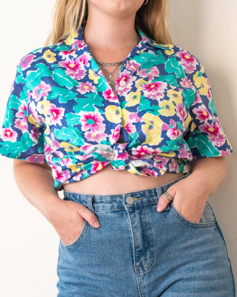 Colorful floral button down