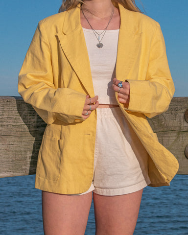 Yellow linen blazer