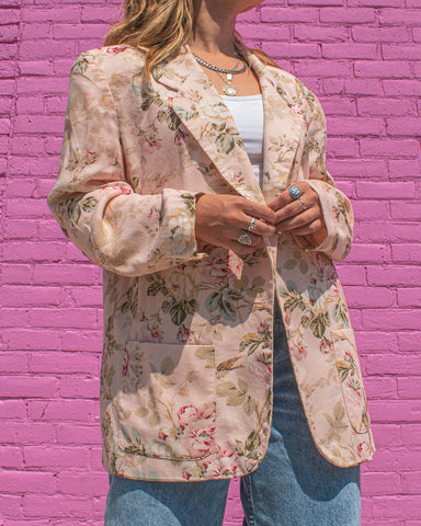 Pink floral blazer