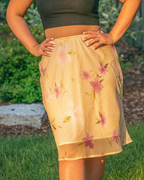 Yellow floral skirt