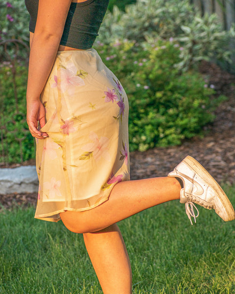 Yellow floral skirt
