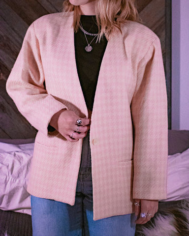 Pink houndstooth blazer