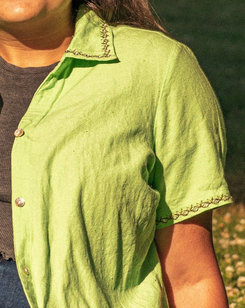 Green button down