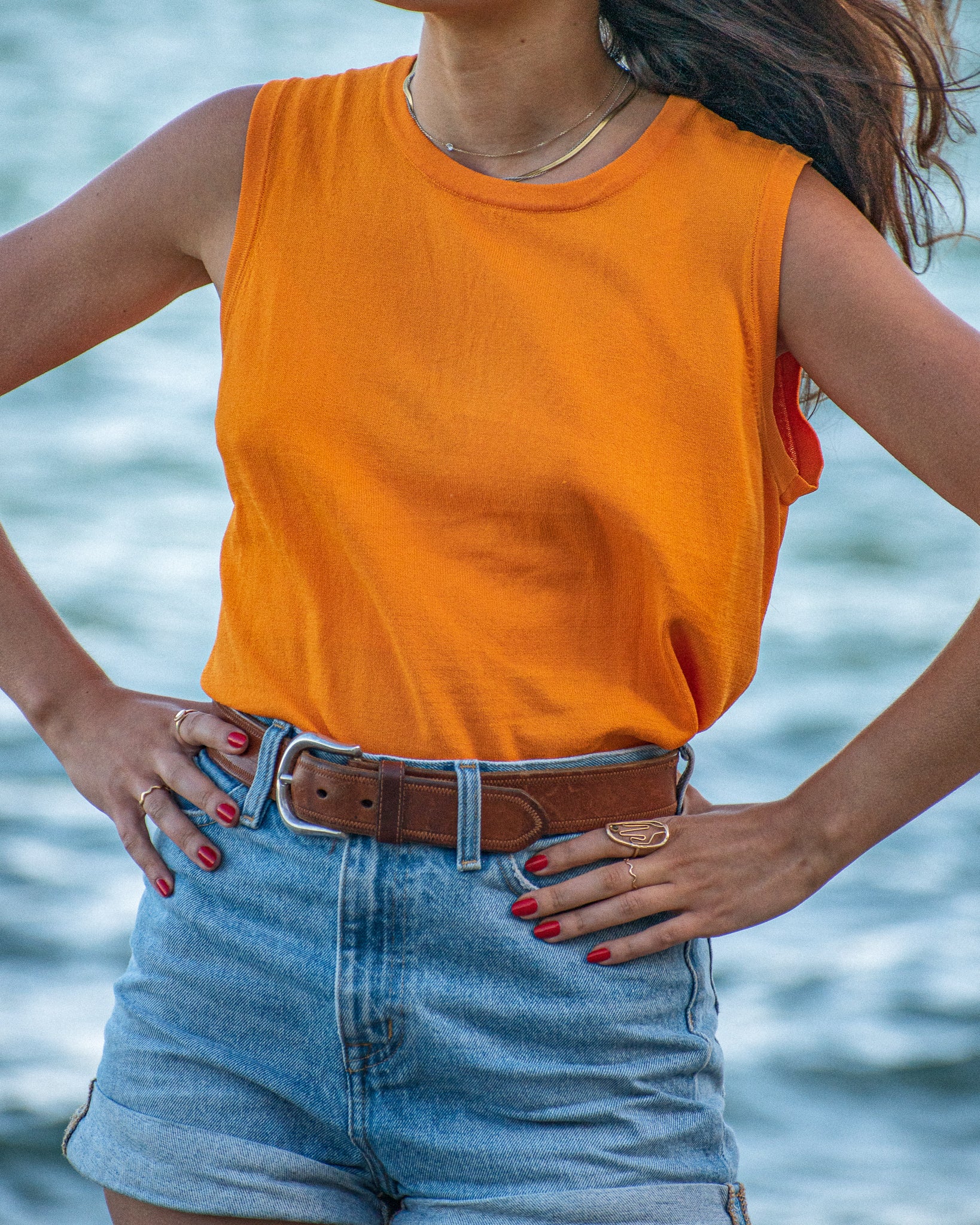 Orange knit top