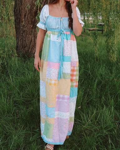 Patchwork gingham dress