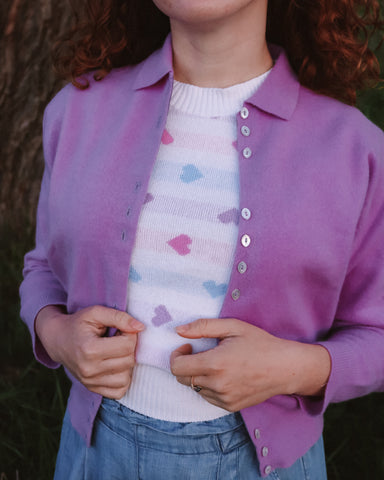 Purple cardigan