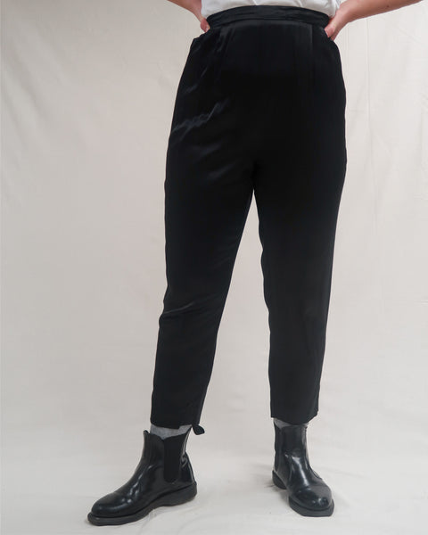 Black satin pants