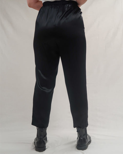 Black satin pants