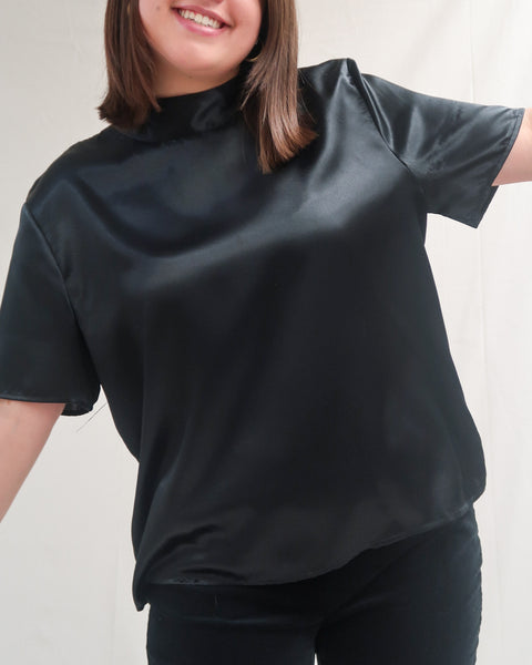 Black satin top