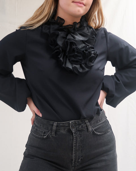 Black ruffle top