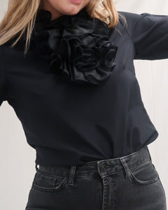 Black ruffle top