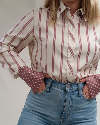 Purple striped blouse