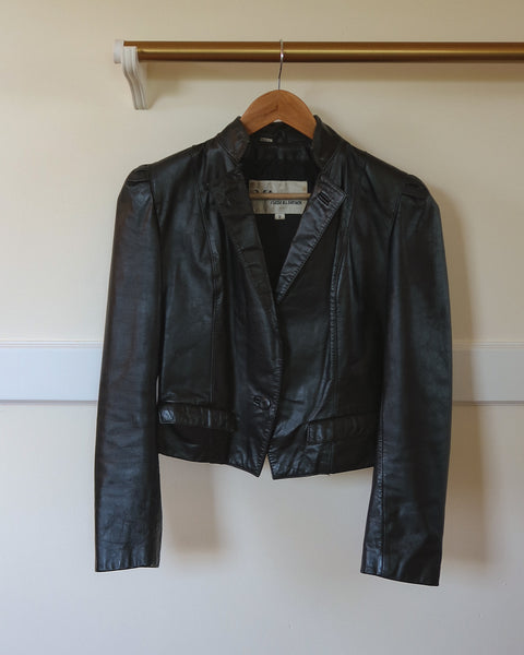 Cropped leather blazer
