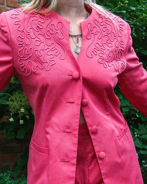 Pink embroidered suit