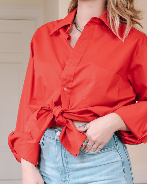 Red button down