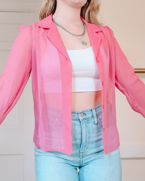 Pink sheer blouse