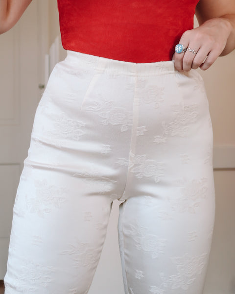 White floral pants