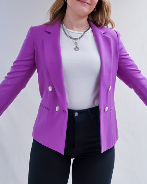 Purple double breasted blazer