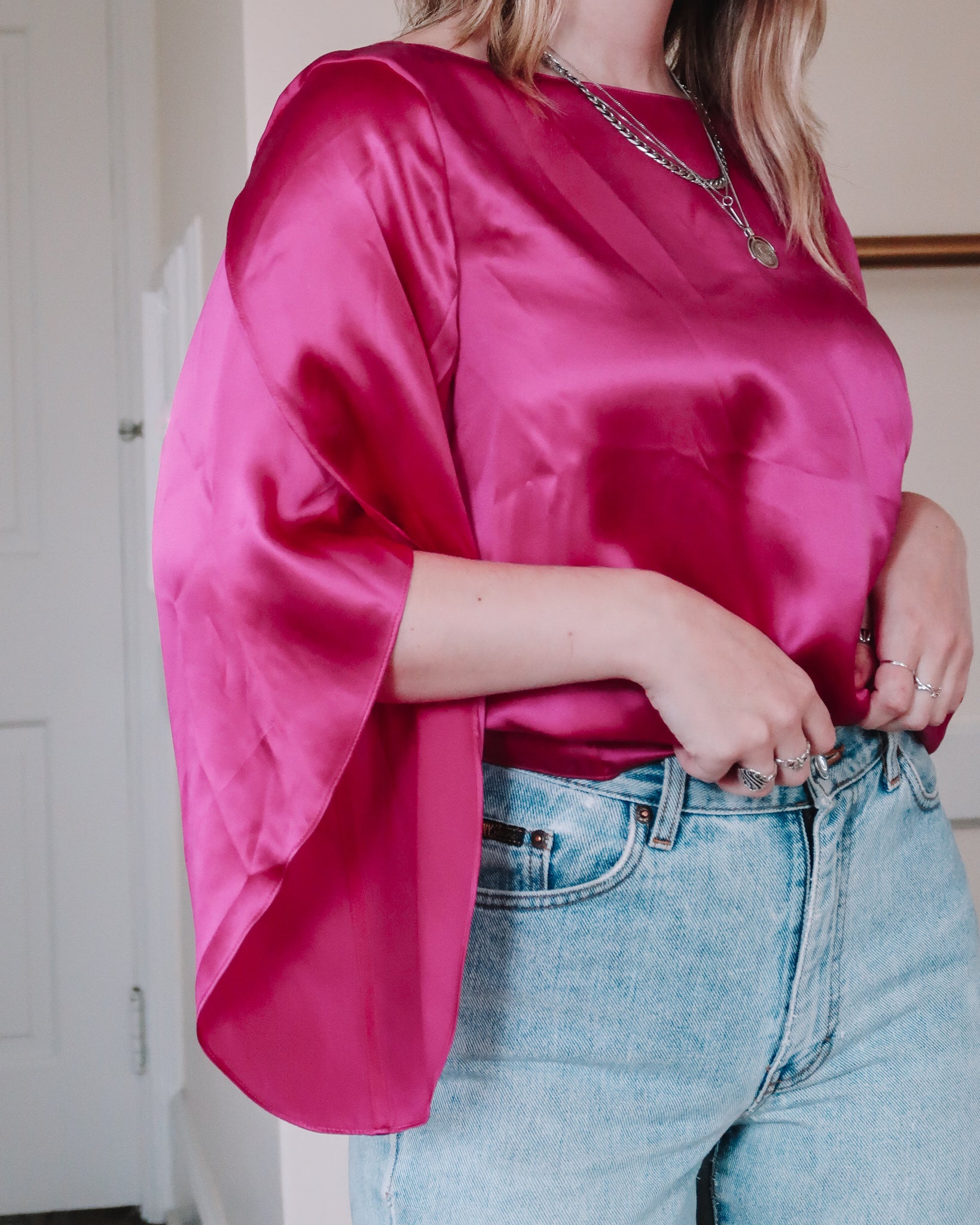 Pink silk blouse