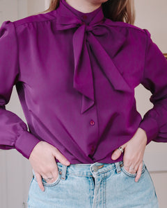 Purple tie blouse
