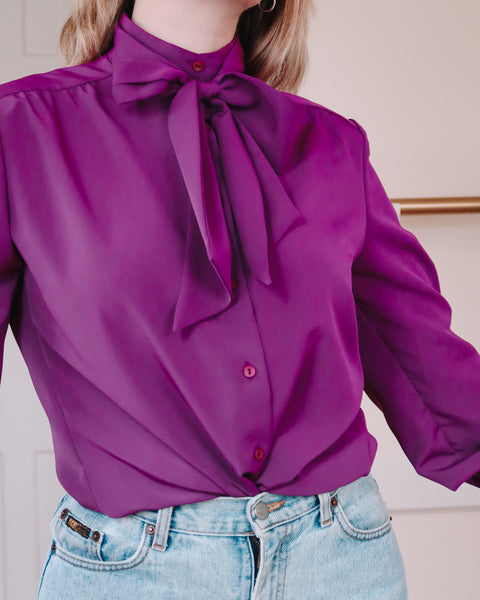 Purple tie blouse