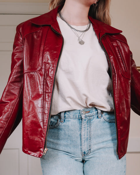 Red leather jacket