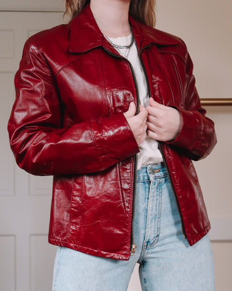 Red leather jacket