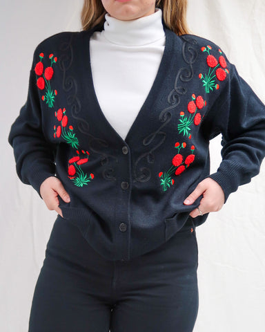 Red flower cardigan