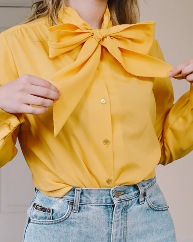 Yellow tie blouse