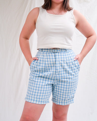 Blue gingham shorts