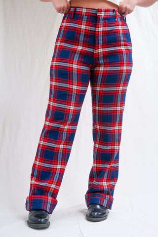 Blue plaid pants