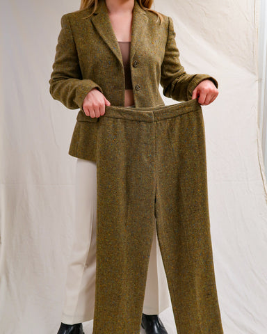 Green tweed suit