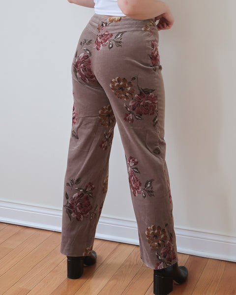 Floral velvet pants