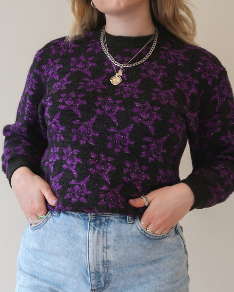 Purple flower sweater