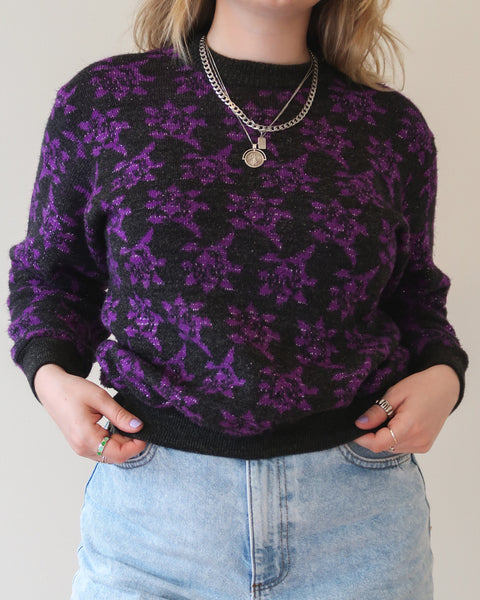 Purple flower sweater