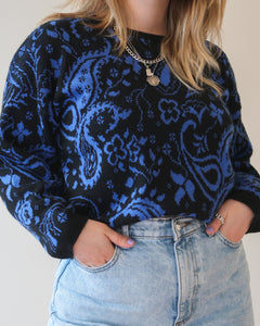 Blue paisley sweater