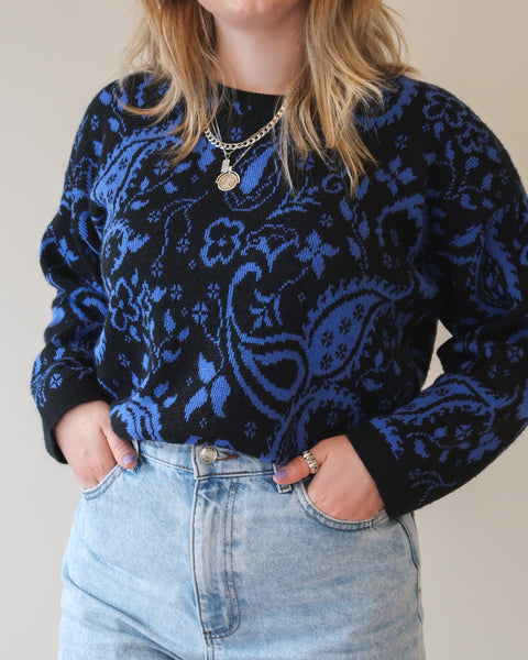 Blue paisley sweater