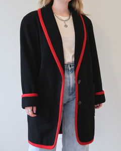 Black and red coat