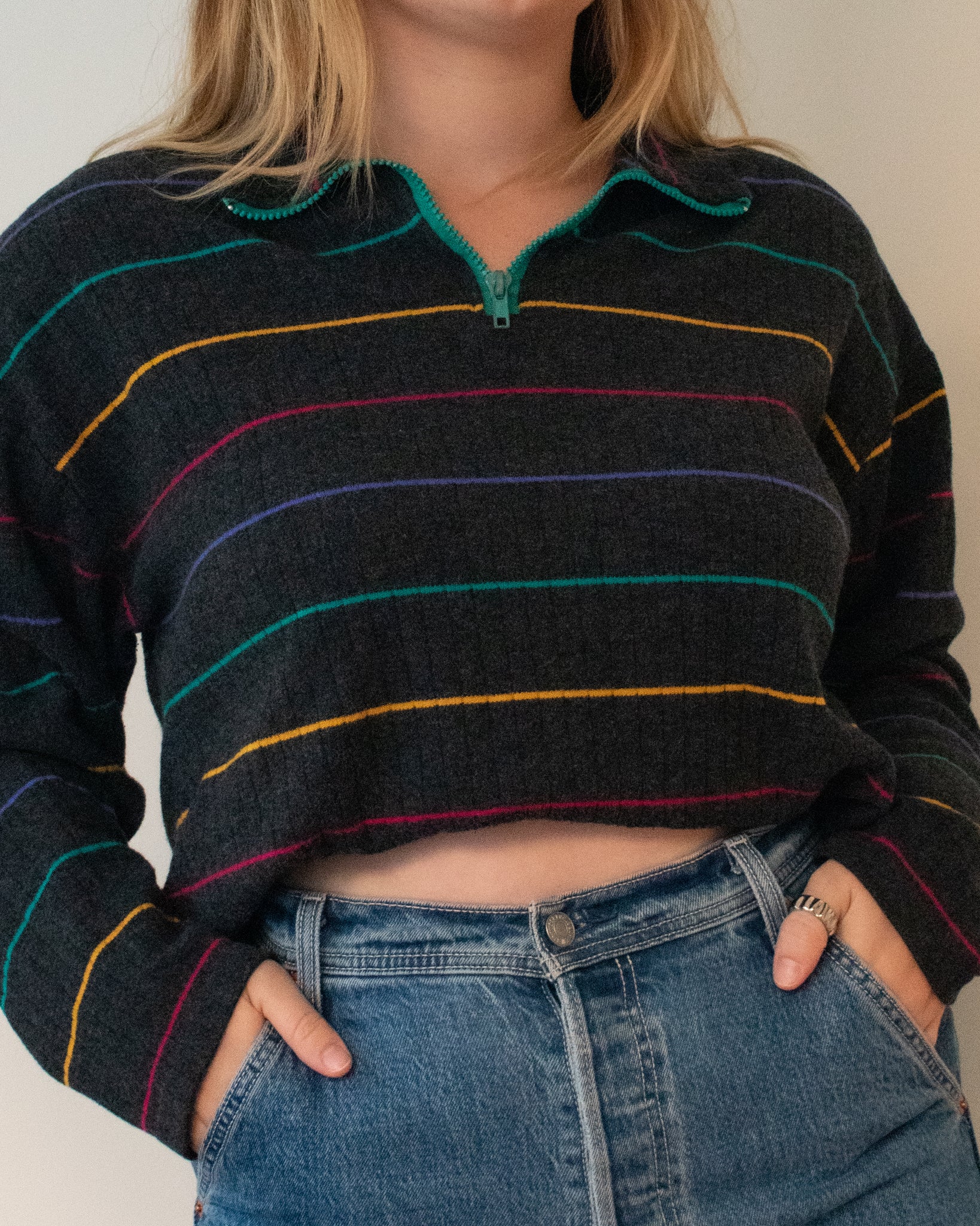 Striped quarter zip