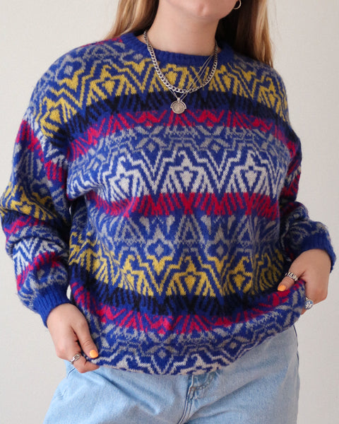 Blue patterned sweater